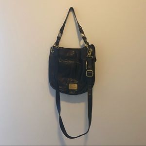 Fossil leather black purse bag. Cross over & arm straps.